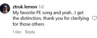 A user mentioned the clarification (image via @ztruk.lemon on Instagram)